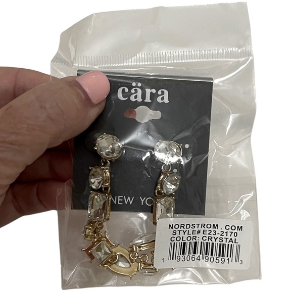 CARA Drop Earrings Linear Dangle Mixed Shape Crystals Pierced Earrings NWT - Picture 4 of 6